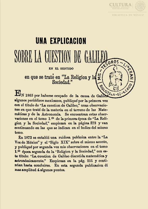 Imagen de Una explicacion sobre la cuestion de Galileo en el sentido en que se trato en la religion y la sociedad