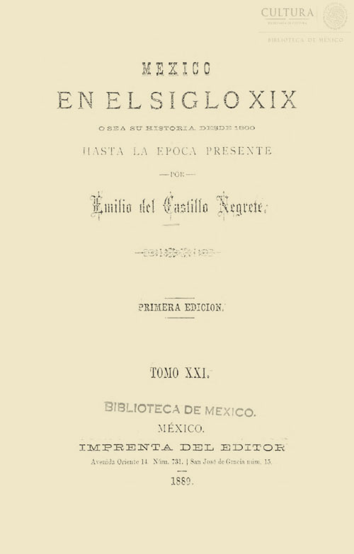 Imagen de México en el siglo XIX: o sea su historia desde 1800 hasta la epoca presente. Tomo 21