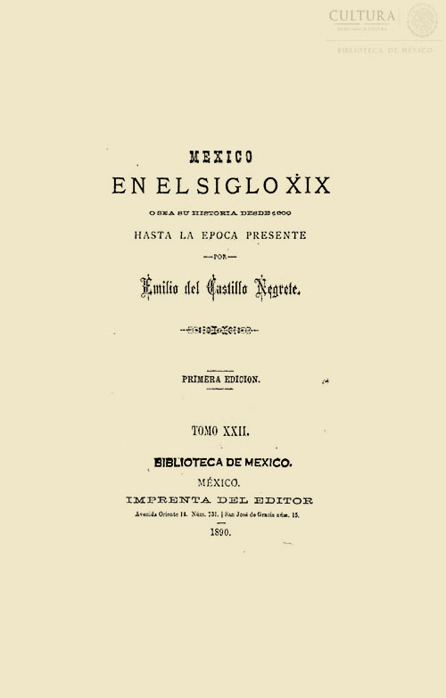 Imagen de México en el siglo XIX: o sea su historia desde 1800 hasta la epoca presente. Tomo 22