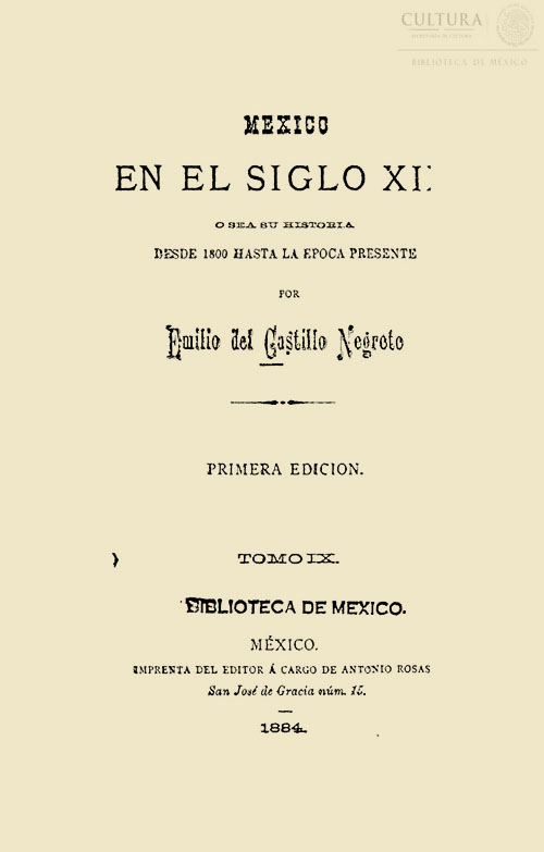 Imagen de México en el siglo XIX: o sea su historia desde 1800 hasta la epoca presente. Tomo 9